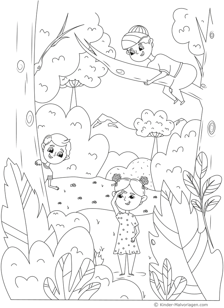 kinder-im-wald-ausmalbild