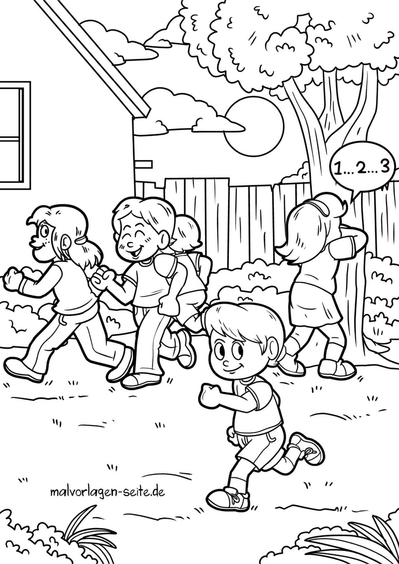 kinder-spielen-im-garten-ausmalvorlage