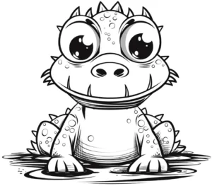 kleines-krokodil-im-teich-malen-vorlage