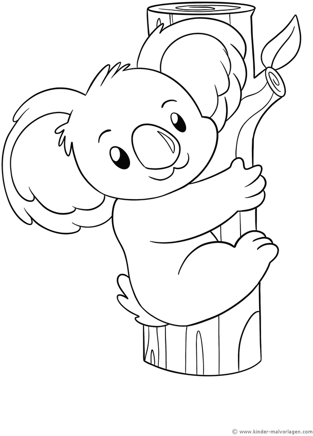 koala-am-baumstamm-zum-ausmalen