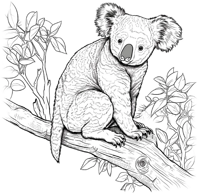 koala-auf-einem-baum-malvorlage