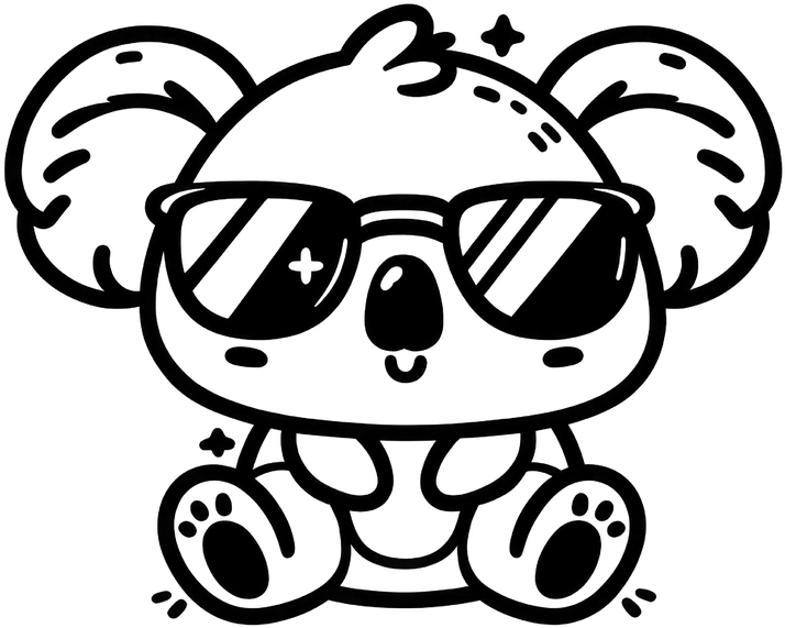 koala-mit-sonnenbrille-ausmalbild-vorlage
