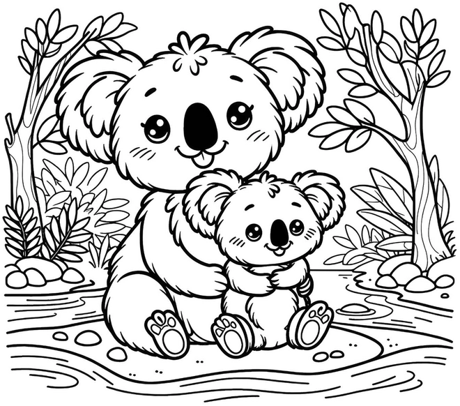 koala-und-jungtier-in-der-natur