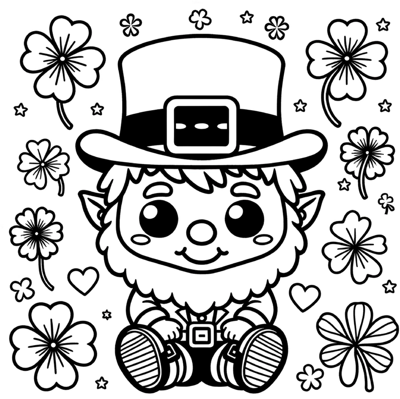 kobold-mit-blumen-und-herzen-malvorlage