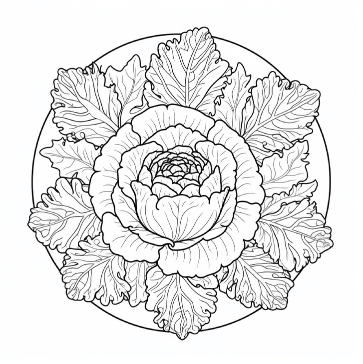 kopfsalat-mit-blattwerk-ausmalvorlage