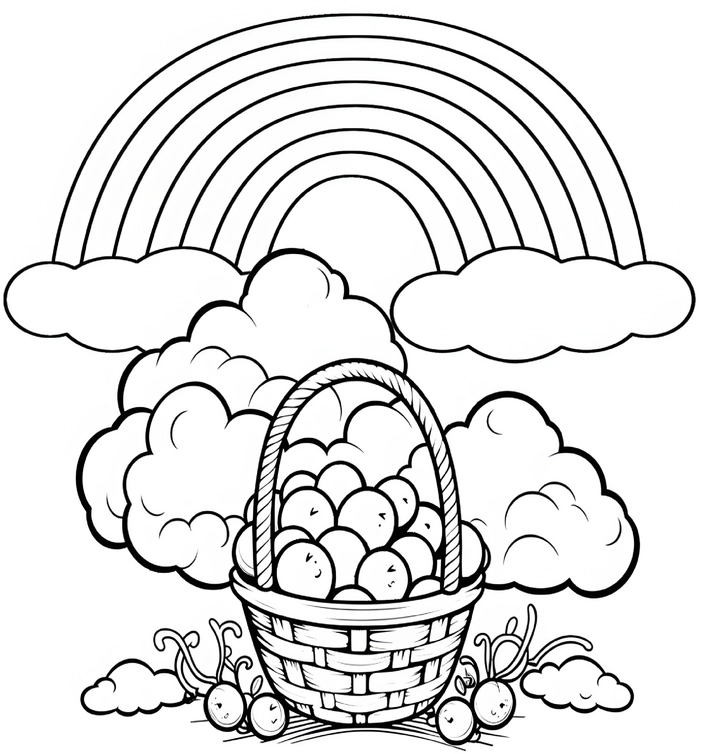 korb-voller-aepfel-unter-regenbogen
