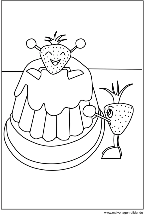 kreative-malvorlage-kuchen-mit-erdbeeren