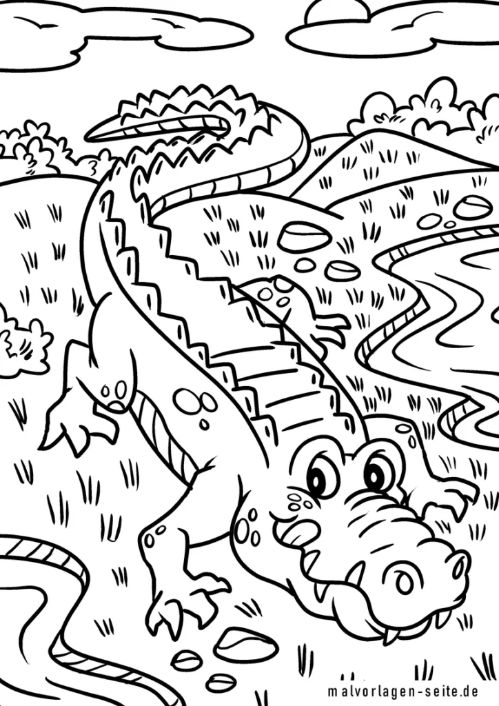 krokodil-in-der-natur-malvorlage
