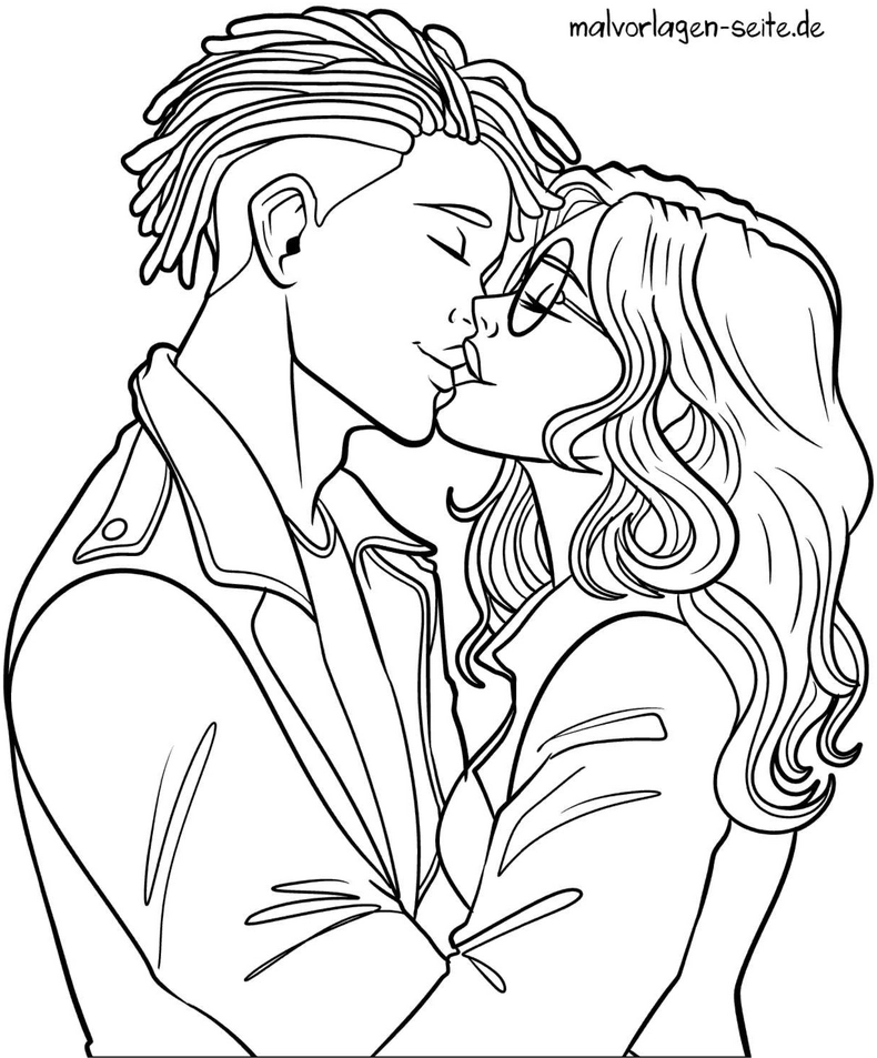 kuessendes-paar-ausmalvorlage