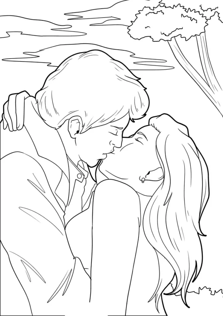 kuessendes-paar-in-romantischer-landschaft