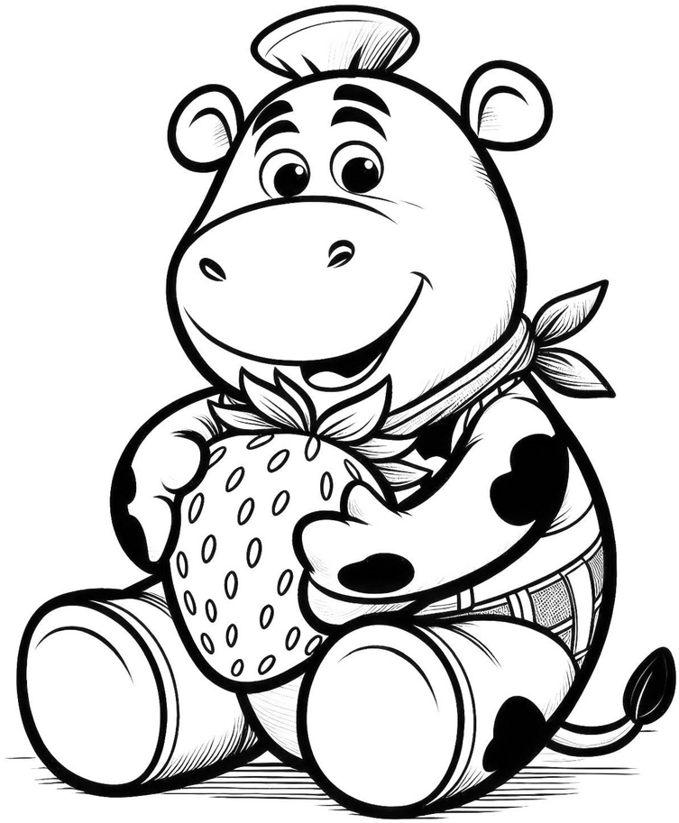kuh-mit-erdbeere-malvorlage