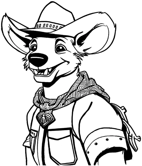 laechelnde-hyaene-cowboy-malen-vorlage