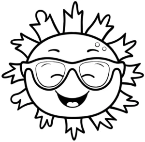 laechelnde-sonne-mit-sonnenbrille-ausmalbild