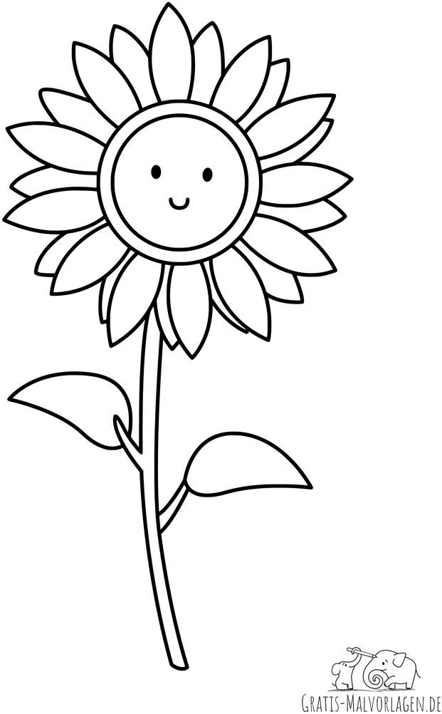 laechelnde-sonnenblume-malvorlage