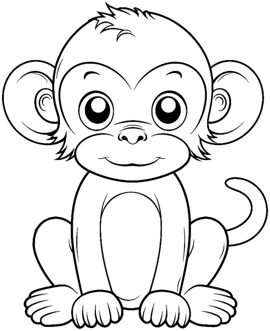 laechelnder-affe-sitzend-ausmalvorlage