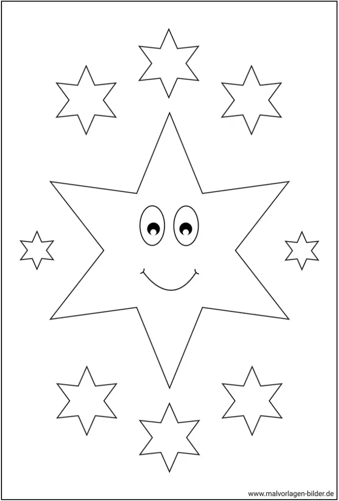 laechelnder-stern-mit-kleinen-sternen-ausmalbild