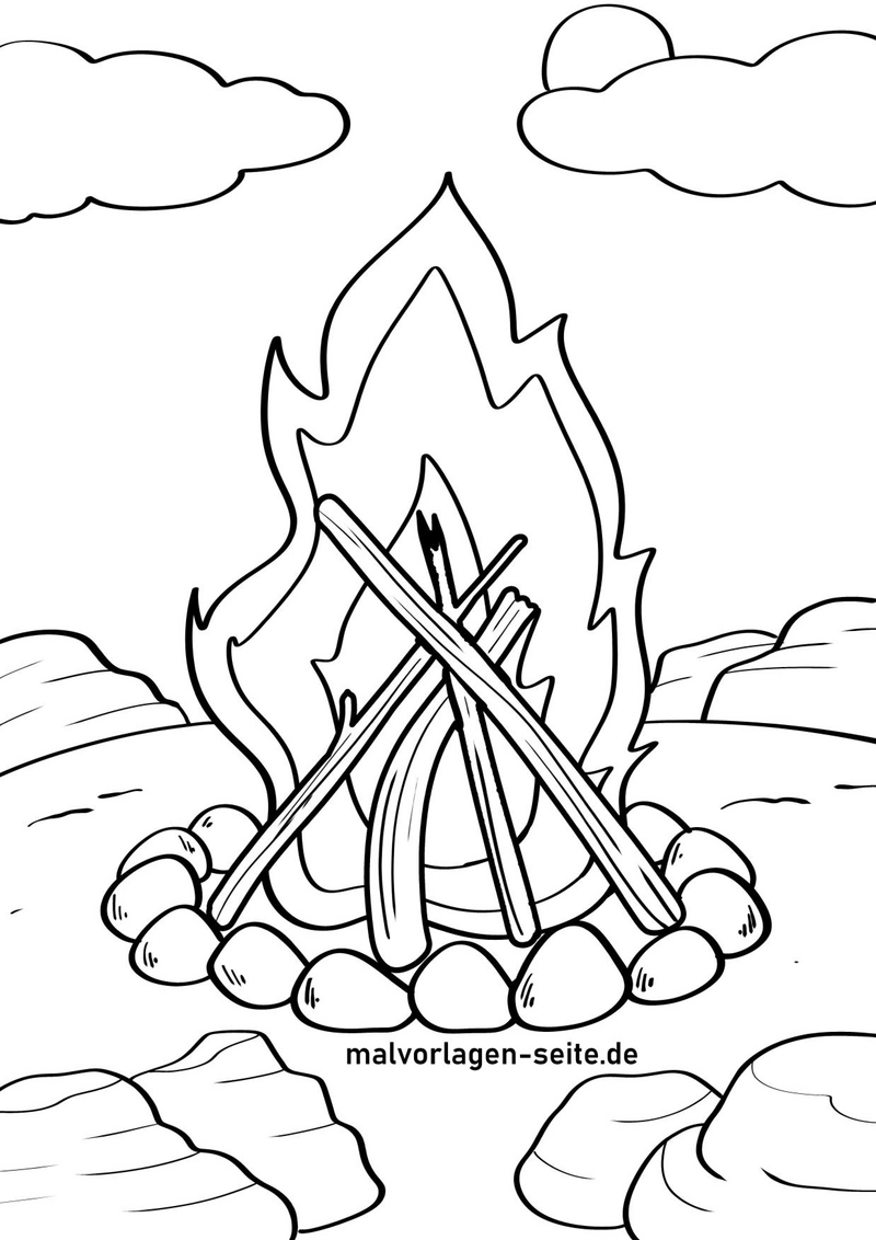 lagerfeuer-in-der-natur-malvorlage