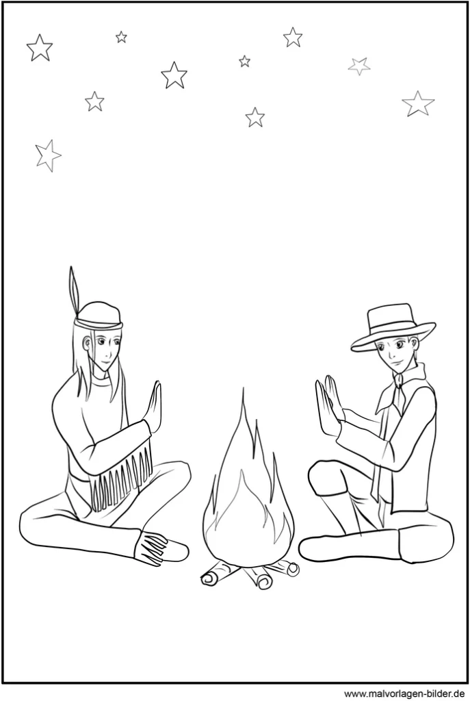 lagerfeuer-mit-indianer-und-cowboy