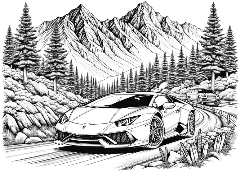 lamborghini-in-berglanschaft-ausmalvorlage