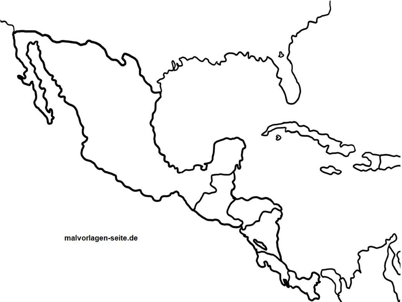 landkarte-mittelamerika-ausmalvorlage