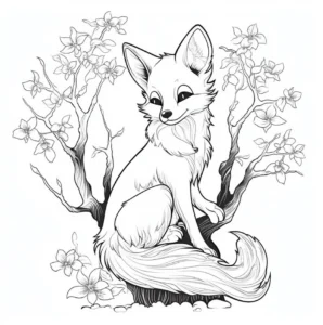 langschwaenziger-fuchs-auf-baum-mit-blumen
