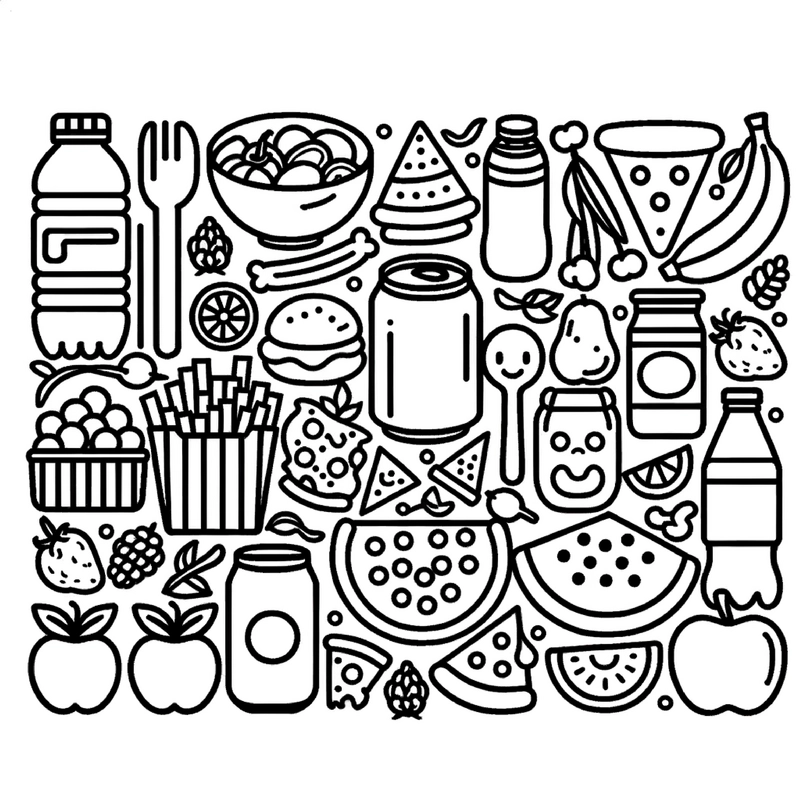lebensmittel-snacks-ausmalvorlage-herunterladen