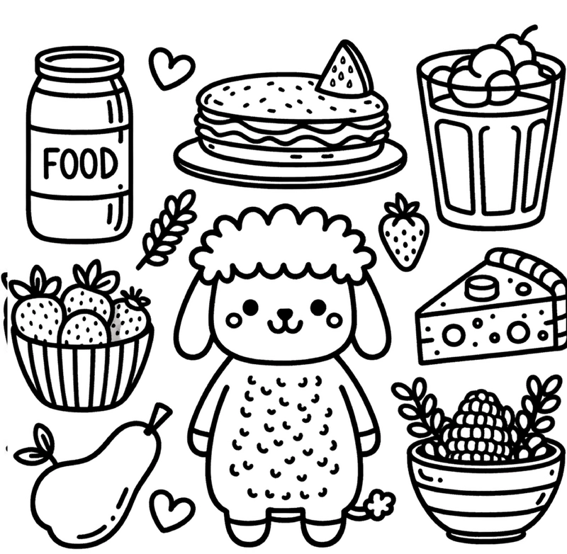 lebensmittel-und-schaefchen-ausmalvorlage