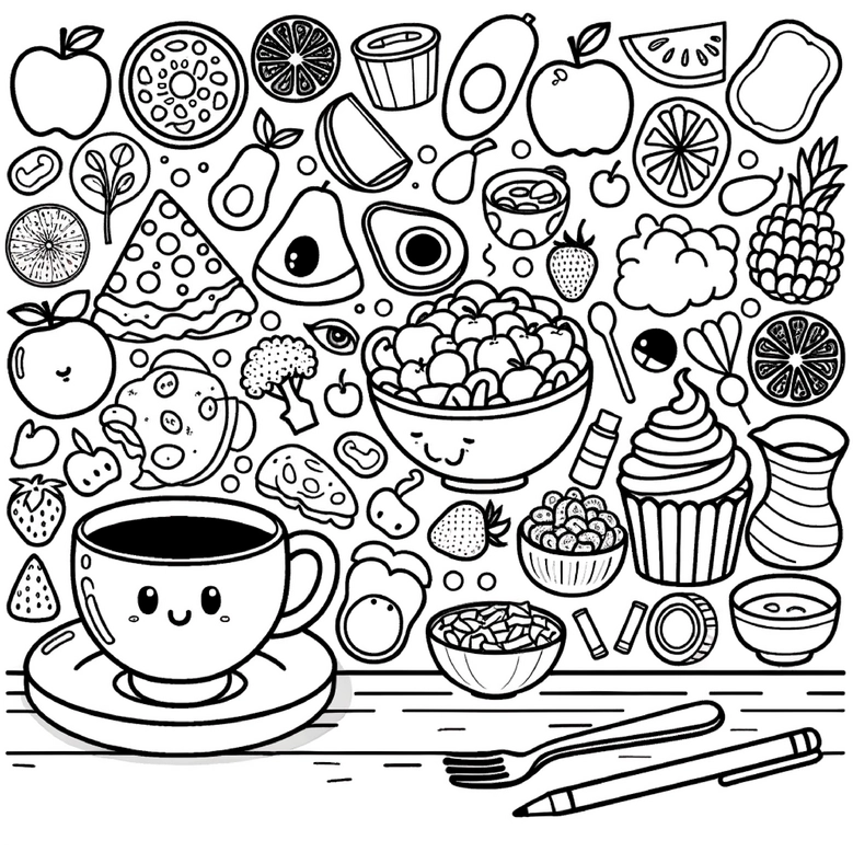 lebensmittel-und-snacks-ausmalvorlage