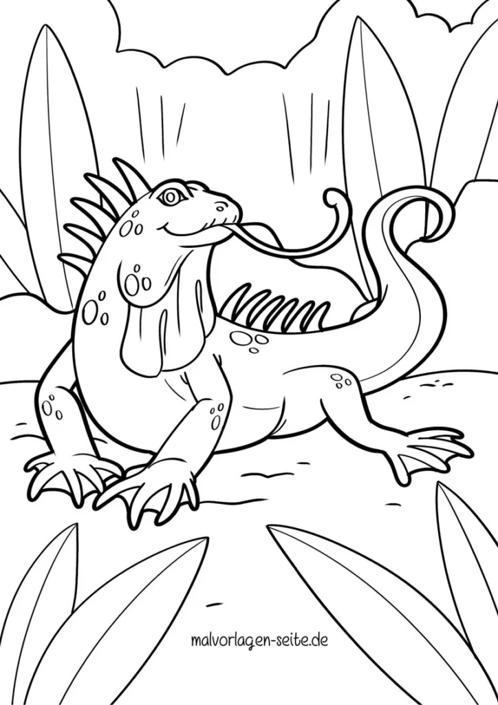 leguan-in-tropischer-umgebung-malvorlage