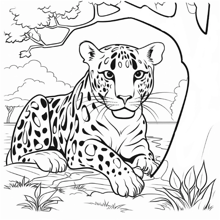leopard-unter-einem-baum-malvorlage