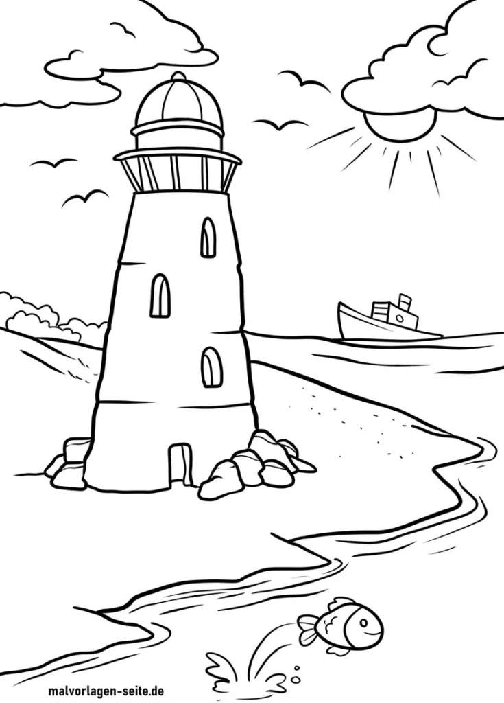 leuchtturm-am-strand-mit-boot-und-fischen