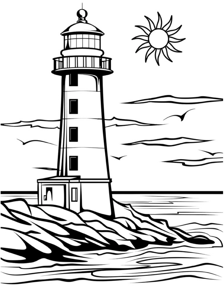 leuchtturm-an-der-kueste-ausmalvorlage