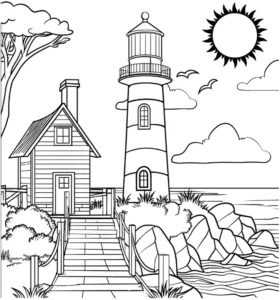 leuchtturm-kuestenlandschaft-ausmalvorlage