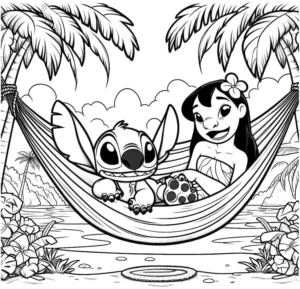 lilo-und-stitch-in-der-haengematte-malvorlage