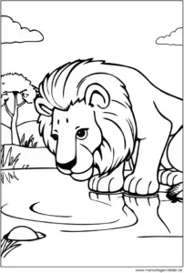 loewe-am-wasser-ausmalbild