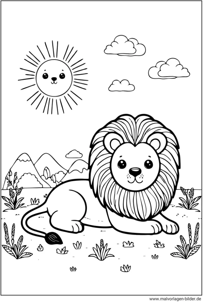 loewe-in-der-sonne-ausmalvorlage