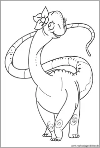 lustiger-dinosaurier-mit-schleife-ausmalbild