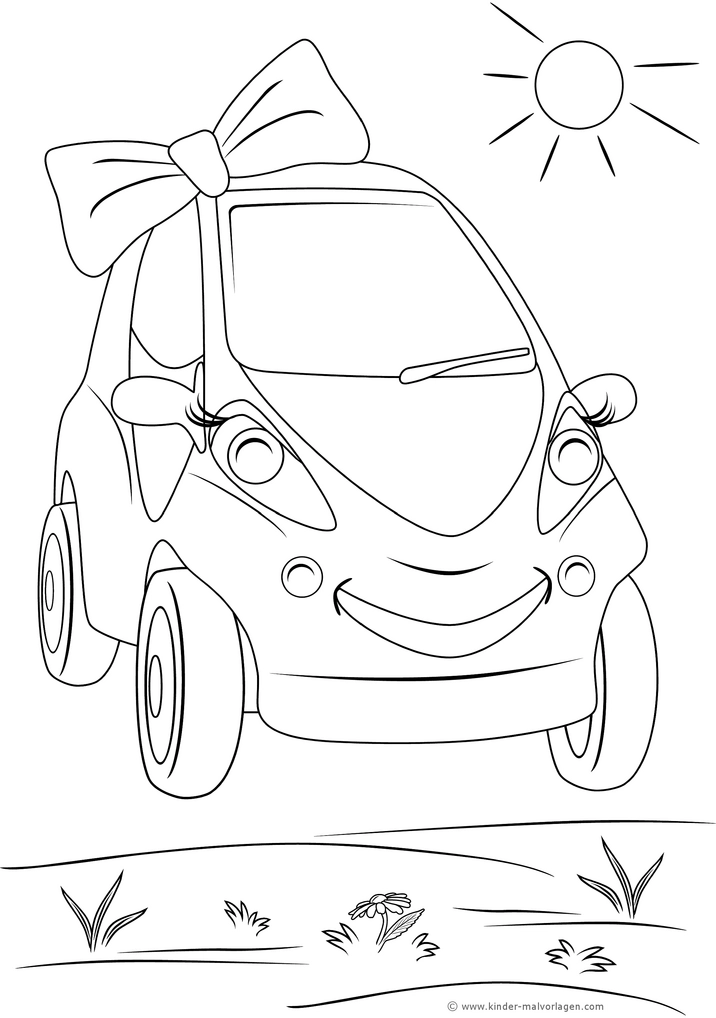 lustiges-auto-mit-geschenkband-und-laecheln