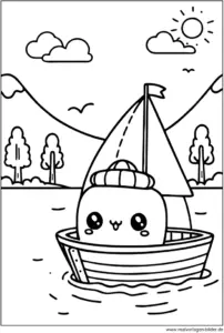 lustiges-boot-auf-dem-see-ausmalvorlage-fuer-kinder