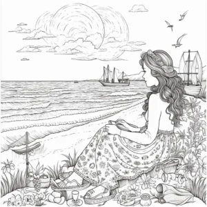 maedchen-am-strand-blumen-und-segelboote