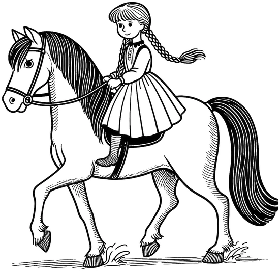 maedchen-auf-pferd-ausmalbild