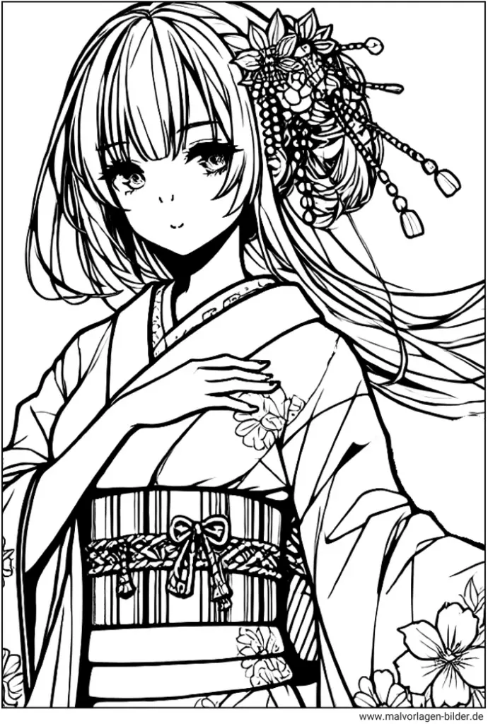 maedchen-im-kimono-ausmalvorlage
