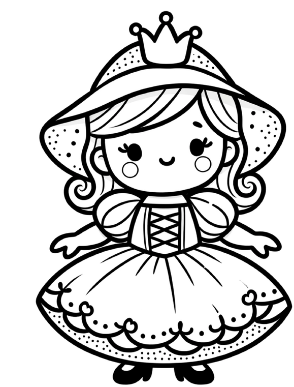 maedchen-kleid-krone-ausmalbild