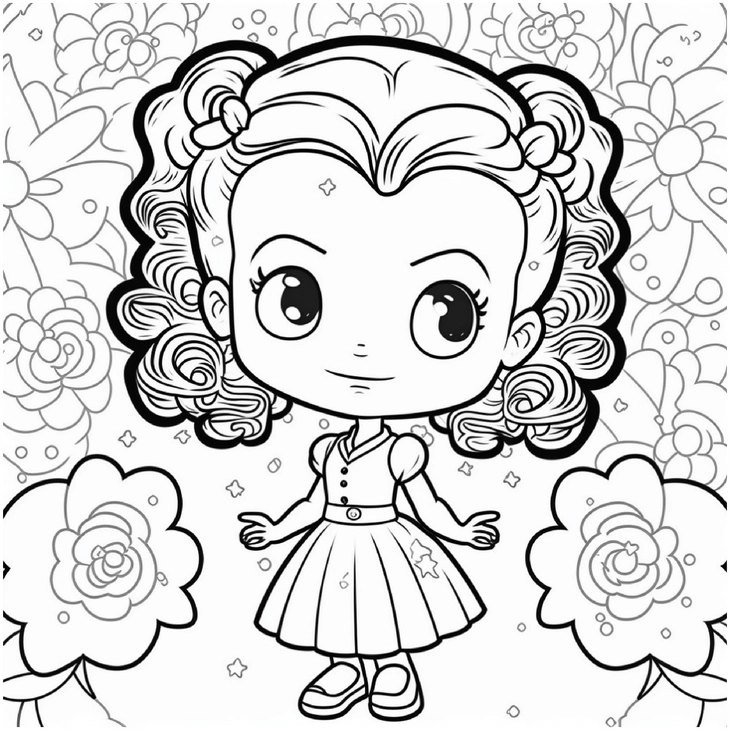 maedchen-mit-blumen-und-sternen-ausmalvorlage