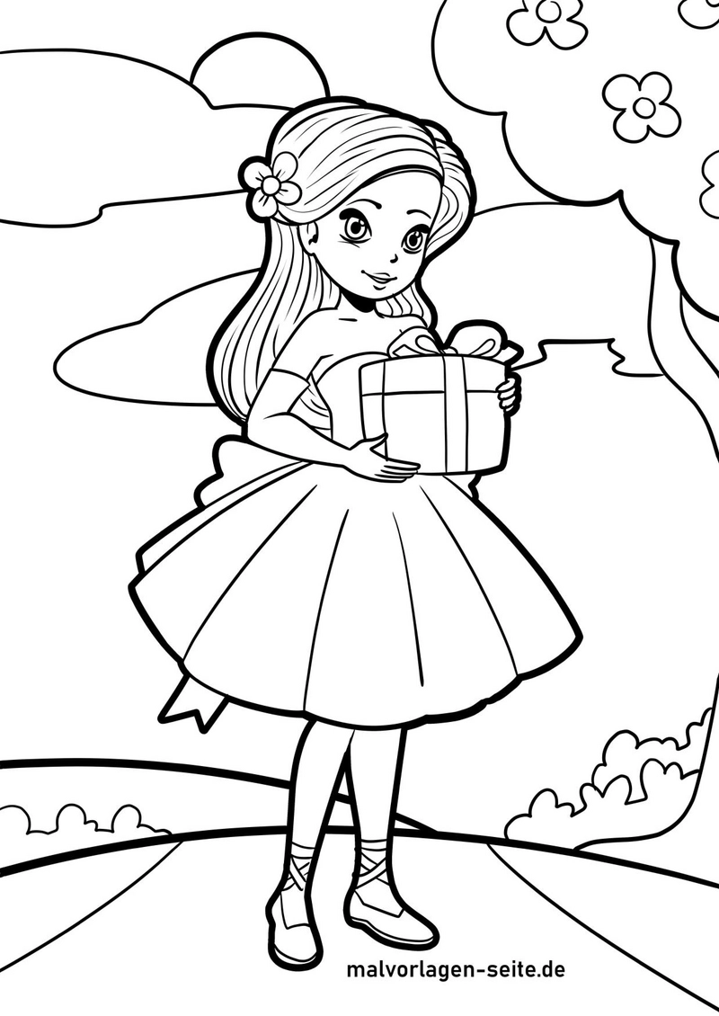 maedchen-mit-geschenk-in-landschaft