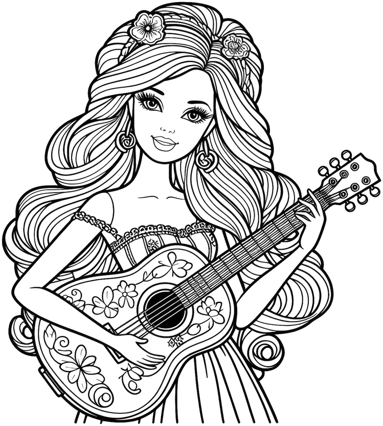 maedchen-mit-gitarre-und-blumen-ausmalvorlage