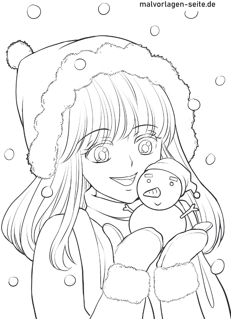 maedchen-mit-schneemann-im-winter