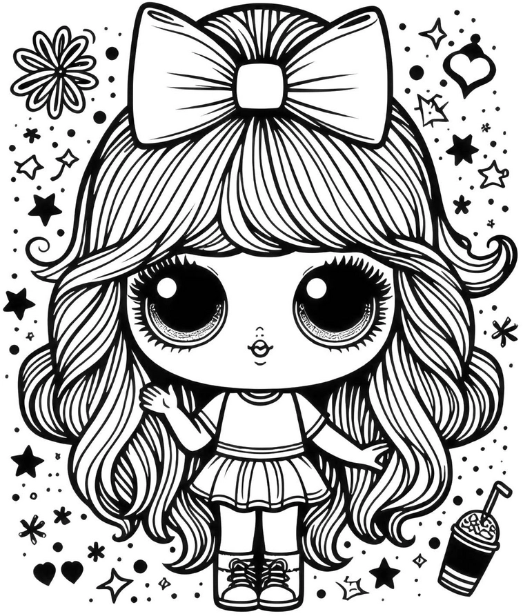maedchen-mit-sternen-und-herzen-ausmalvorlage