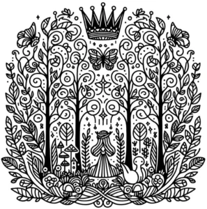 maerchenwald-mit-krone-und-tiermotiven