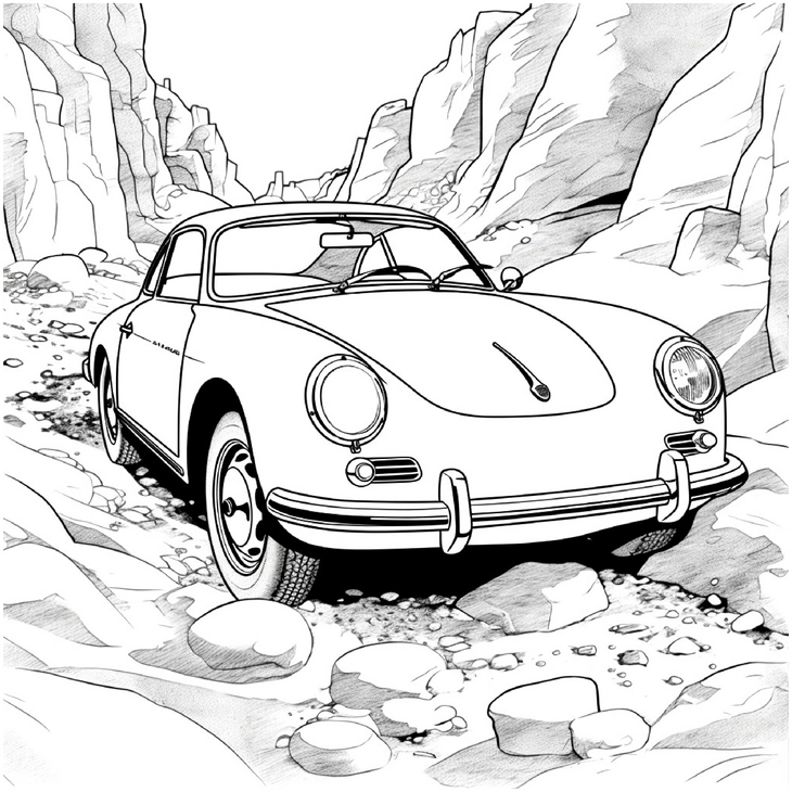 malvorlage-abenteuerliches-auto-auf-felsigem-weg
